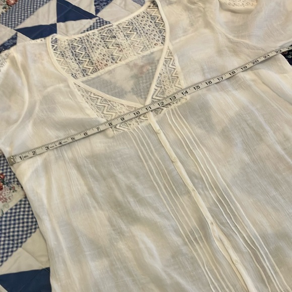 Maurices Cream Pleated Blouse with Lace Trim - Picture 5 of 6